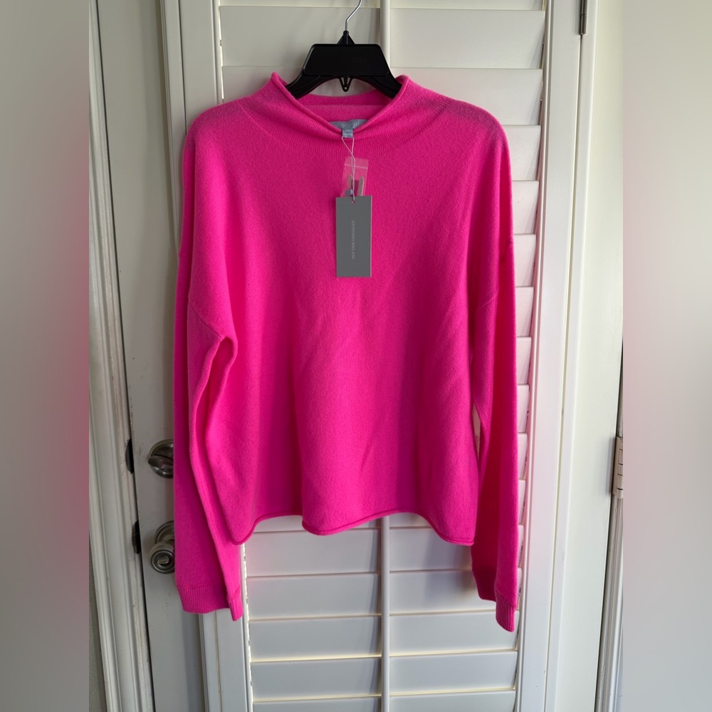 NWT Antonio Melani 100% Cashmere Sweater Mock Neck Pink XL